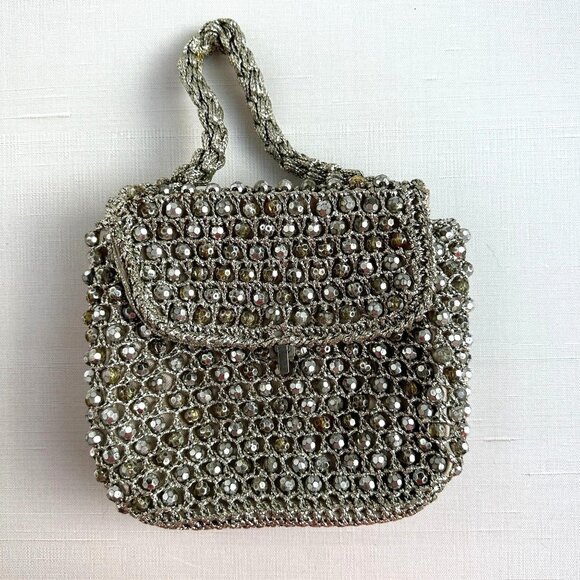 Barbara Lee Metallic Thread Beaded Purse Made in Italy - Picture 2 of 16